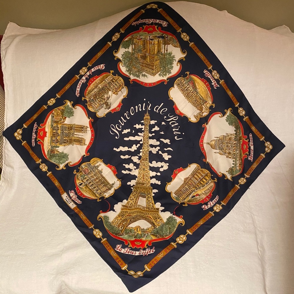 Roger L paris Parisian themed silk scarf